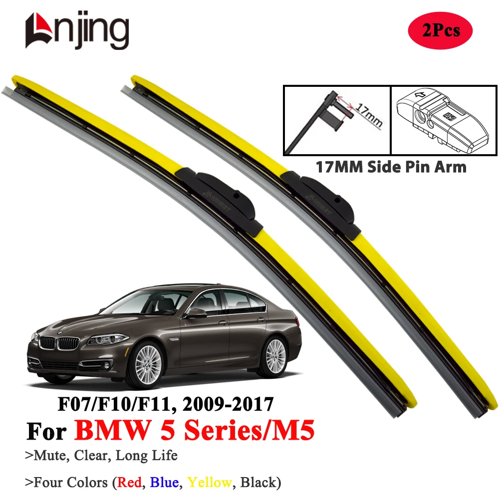 

LNJING Colorful Wiper Blades For BMW 5 Series M5 F07 F10 F11 F18 518 520 523i 525i 528i 535i 550i 2009 2013 2016 Car Accessories