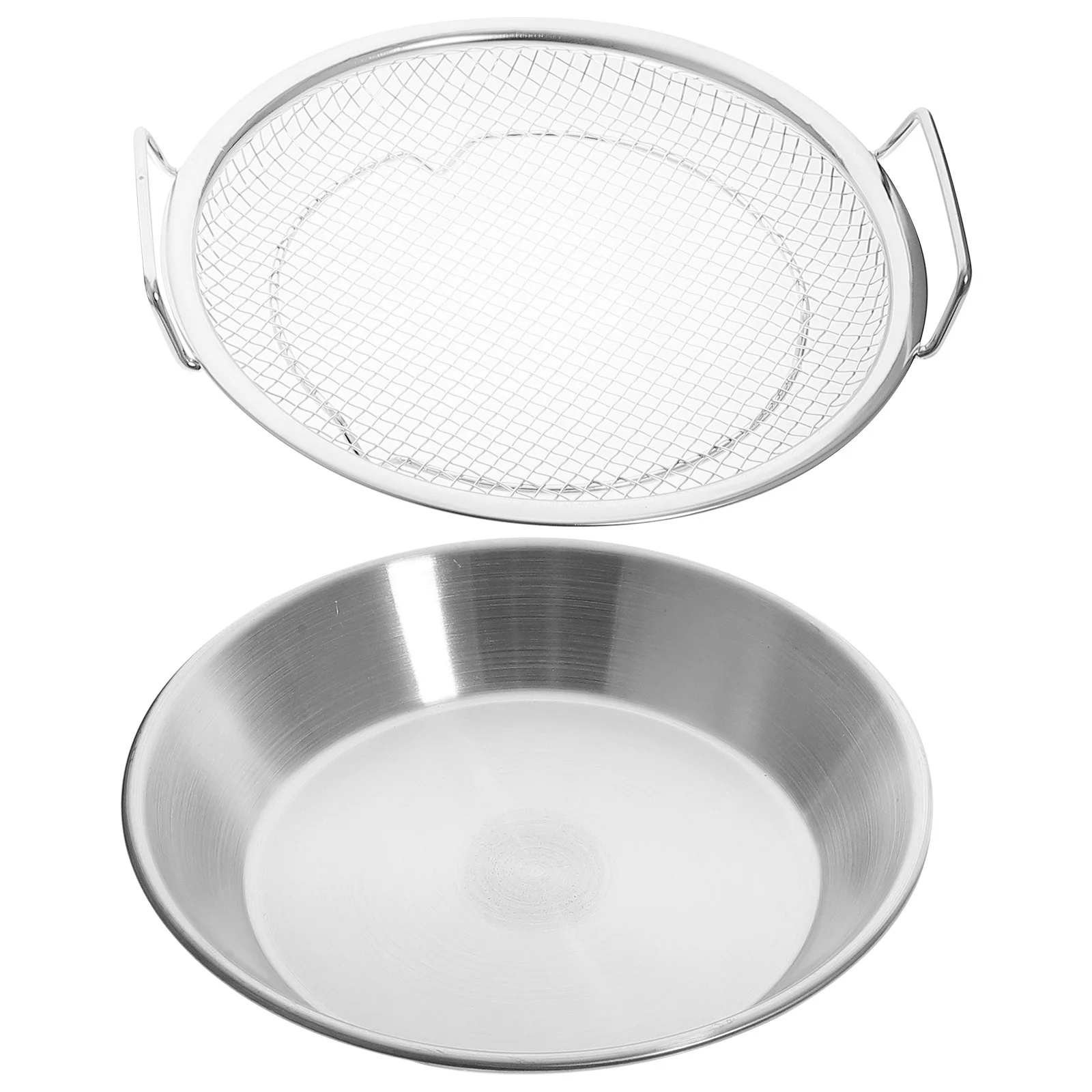 

Stainless Steel Drain Tray 22CM Frying Net Strainer Colanders Oil Drainer Snack Dish Grilled Food Plate Fruit Salad Serving
