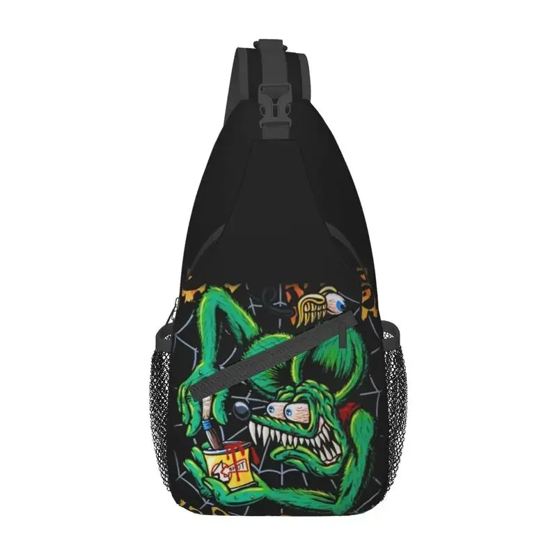 Casual Anime Cartoon Rat Fink Crossbody Sling Backpack Men Shoulder Chest Bag for Traveling