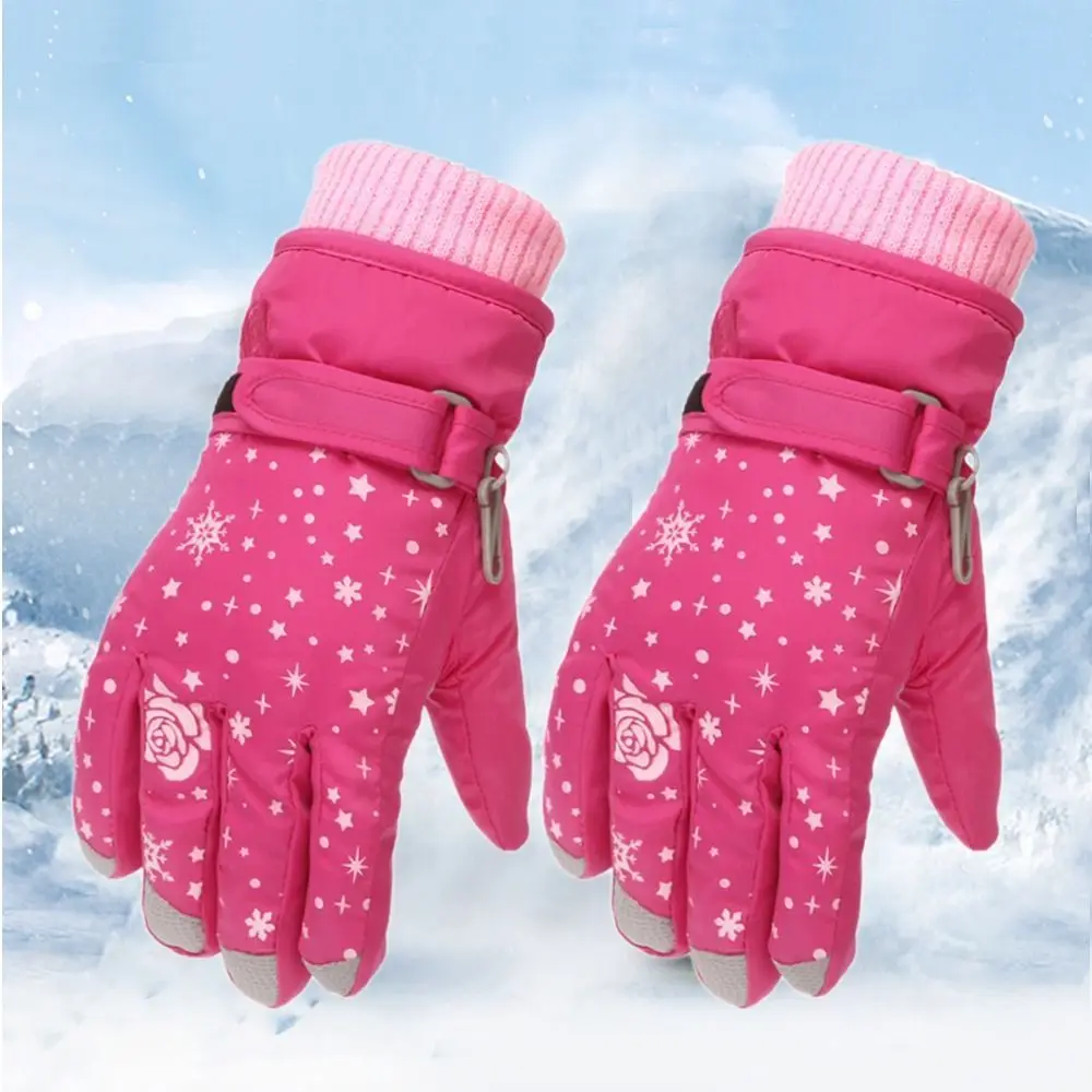 Kids Gloves Winter Warm Windproof Thicken Mittens For 5-8Years Girls Outdoor Sports Snow Snowboard Children Skiing Gloves