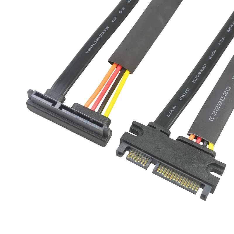 15cm SATA 22-Pin-Stecker auf Buchse 90-Grad-SATA-Verlängerungskabel 6Gb/s 22-Pin-Stecker auf Buchse 7+15-Pin-Daten-HDD-Stromkabel – Detail 5