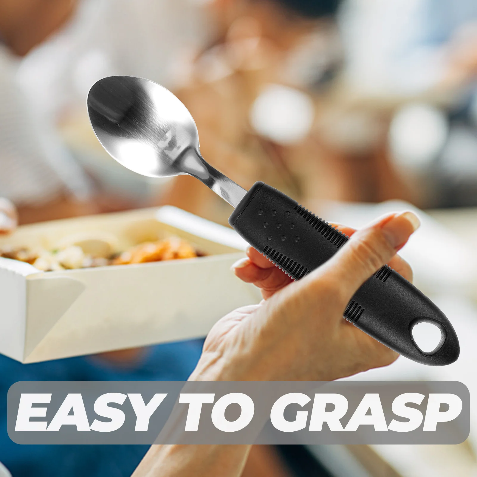 

1 set 1 Set Portable Anti-Slip Cutlery Sturdy Stainless Steel Adaptive Tableware For Elderly Disabled Arthritis