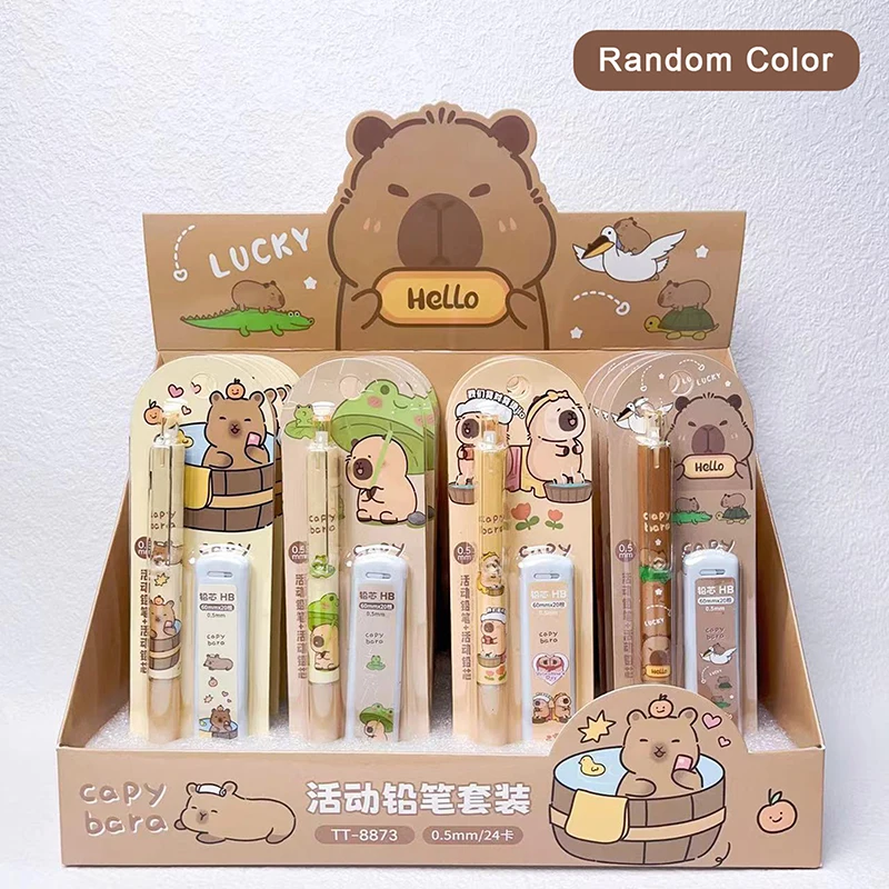 Kawaii Capybara Mechanical Pencil Set 0.5mm Drawing Writing Pencils Cartoon Stationery School Office Supplies Children\'s Gift