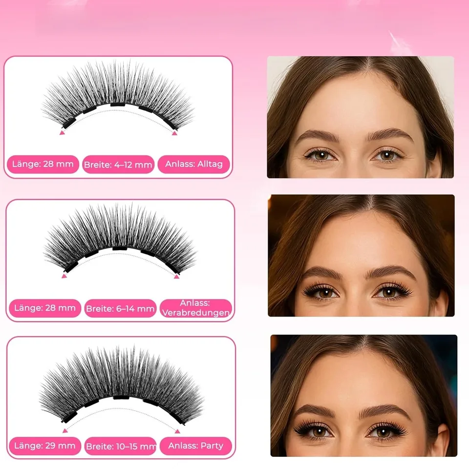 12 pares de pestañas magnéticas reutilizables de aspecto natural 3D, kit sin pegamento, gruesas y voluminosas, autoadhesivas para mujer, perfectas para uso diario, fiestas, viajes, bodas, regalo de maquillaje 6