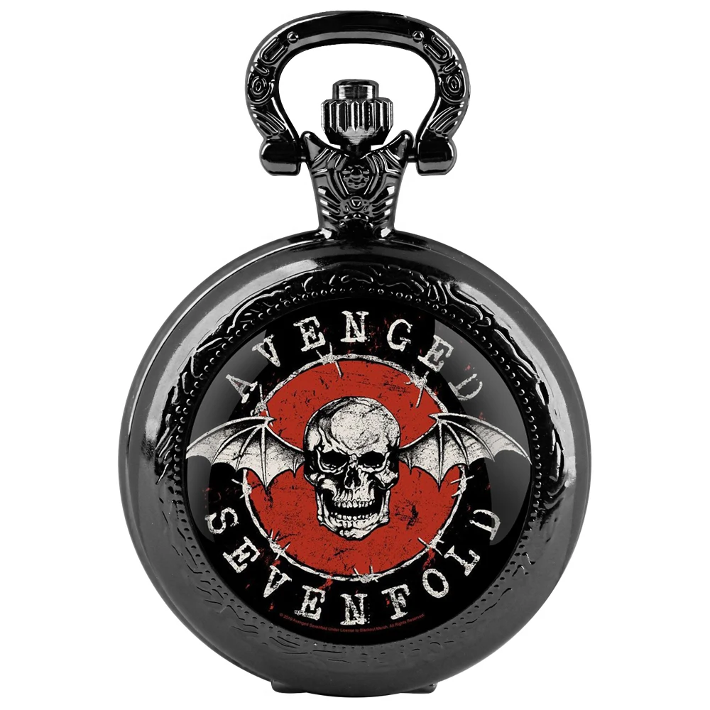 Quartz Pocket Watch for Women Men Kids Unique Avenged Sevenfold Niklass Design Vintage Clock Watches Chain Jewelry Pendant Gift