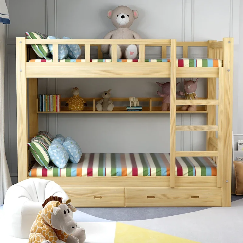 All solid wood high and low beds Children's upper and lower Bunk Dormitory Adult adults Upper lower bunk