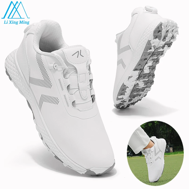 

Водонепроницаемая обувь для гольфа, мужские и женские кожаные профессиональные уличные кроссовки для гольфа, пара противоскользящих прогулочных удобных спортивных туфель