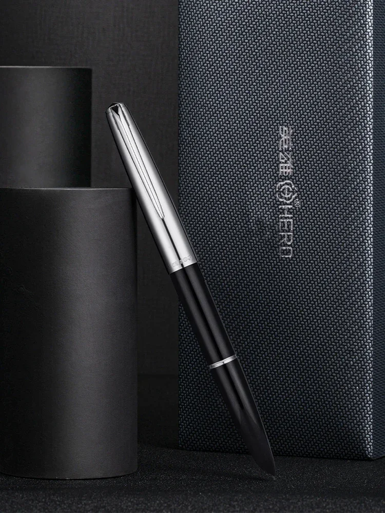 

Hot Hero 100 Type Pen 14k Gold Nib Classic Old 0.5mm All Steel Men's Gift Box Dark Tip For Students Stationey Gifts