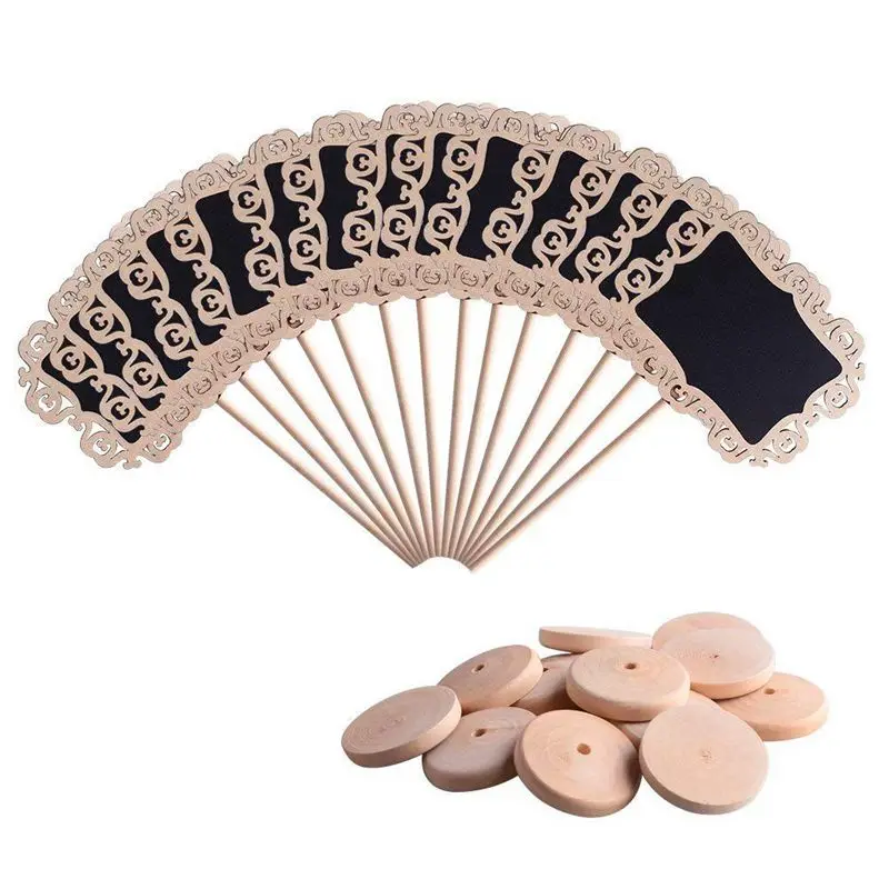 14 PCS Mini Decorative Border Chalkboard Signs With Stand Black Board For Weddings Place Cards, Parties, Message Board Signs And