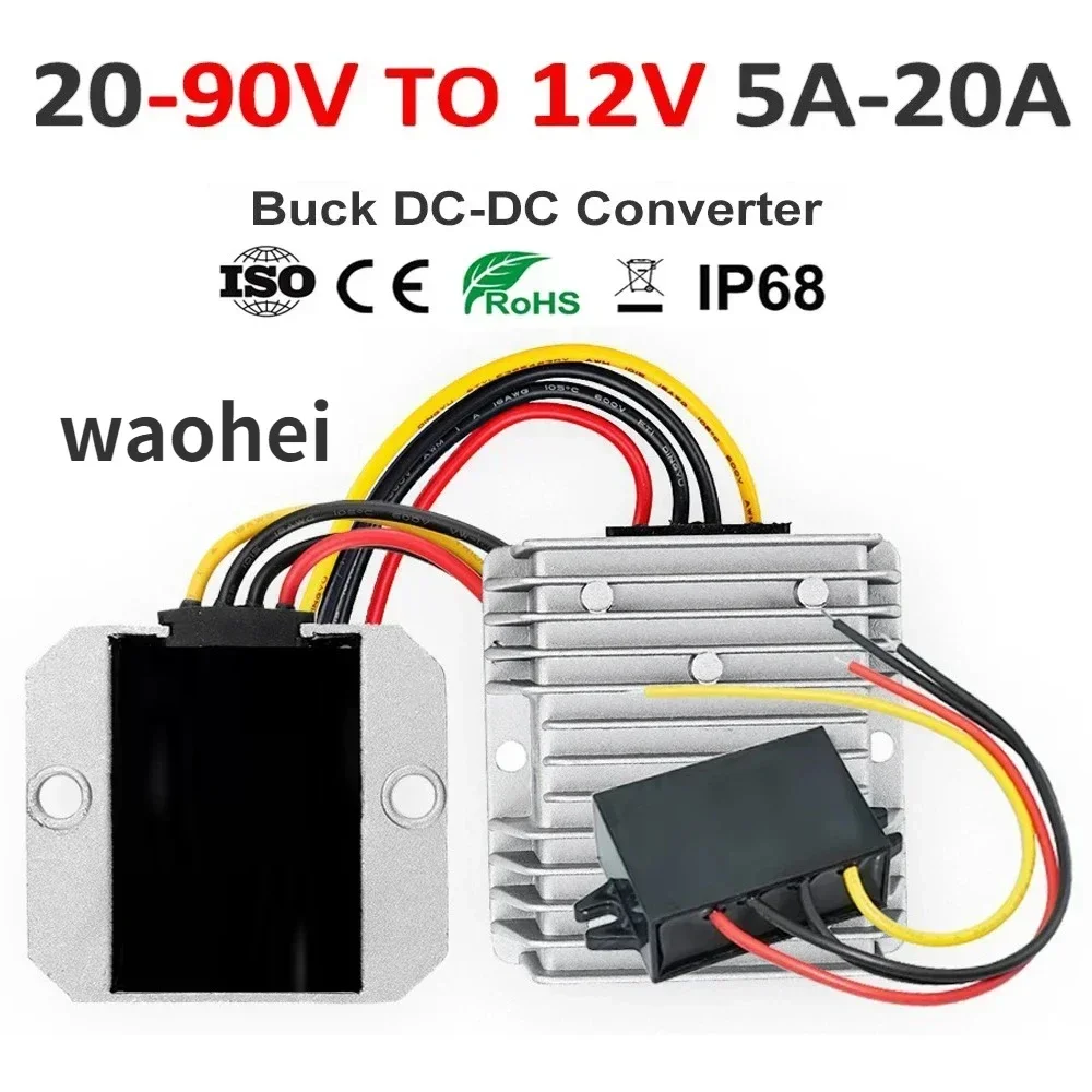 72V 60V 48V 36V 24V Naar 12V 20a 15a 10a 5a Step Down Spanningsregelaar Transformator Dc Dc Converter 18-90V Auto Voeding Ce