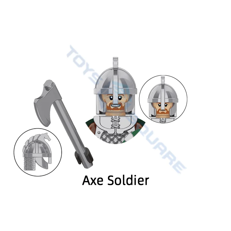 The Axe Guard Sword Infantry Spearman Archer Spear Dagger Soldier Model Blocks MOC Bricks Set Gifts Toys For Children KT1046