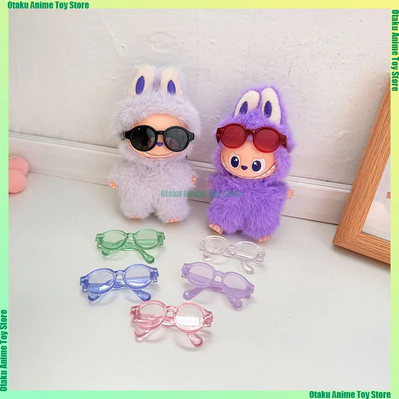 

For Labubu 4.0 Colored Transparent Glasses Cute Labubu Pin for Love Decorative Eyeglasses Mini Plush Doll Accessories Gift