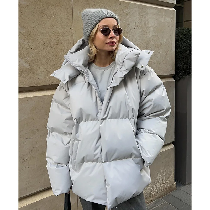 

Winter Lady Polyester Cotton Parkas Hooded Girls Cold Weather Daily Fleece Jacket Women Comfortable Thermal Puffer Jacket