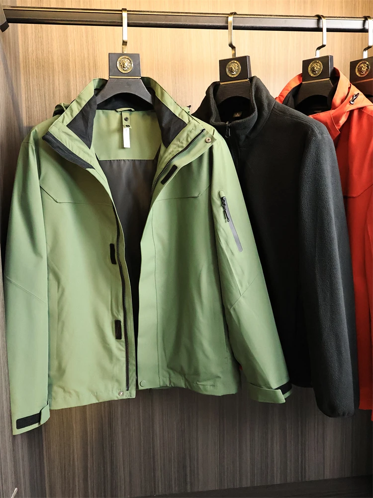 

Футболка в одном со съемной подкладкой и капюшоном, мужская уличная ветрозащитная водонепроницаемая осенне-зимняя цветная горная серия