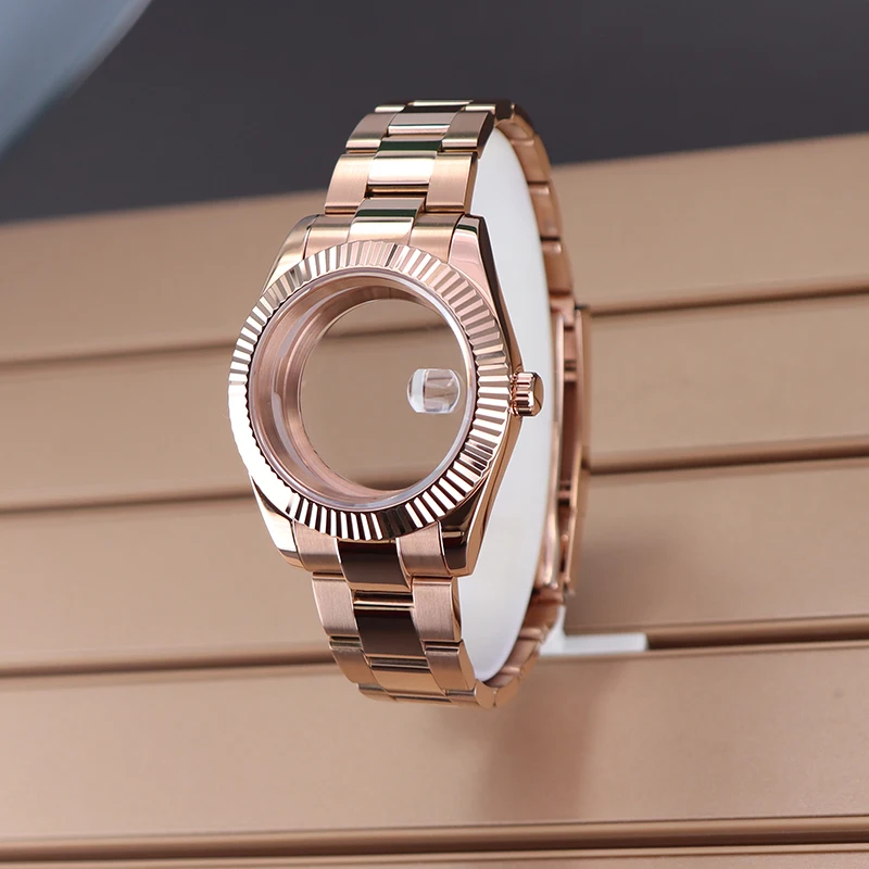 

Rose Gold 36mm 40mm Men's Watch Case Bracelet Accessories For nh35 nh36 Miyota 8215 Movement 28.5mm Dial Sapphire Glass Datejust