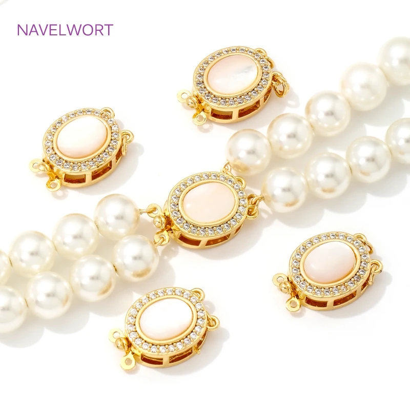 18K Gold Plated Oval Inlaid Zircon Box Safety Clasp Connector Clasp Fastener For Bracelets Making Accessories,Jewelry Materials