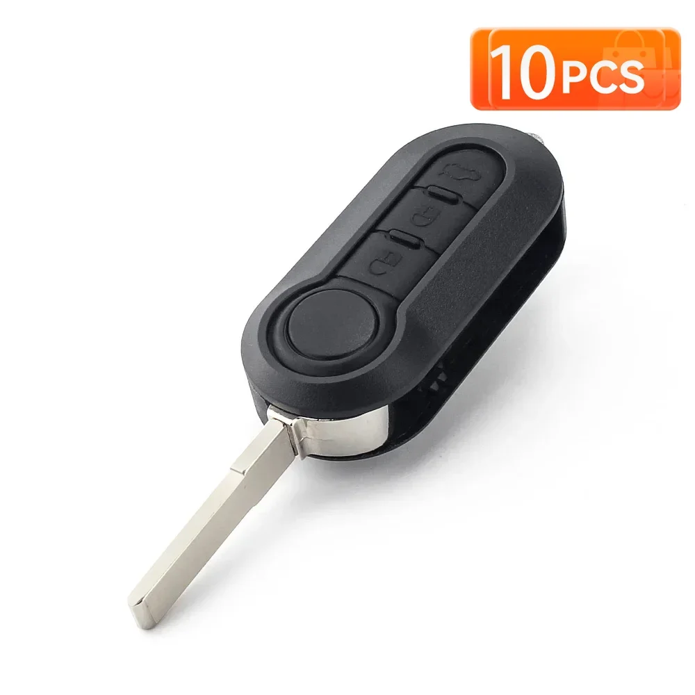 KEYYOU 10 قطعة لشركة فيات 500 باندا بونتو برافو 3 أزرار عادية الوجه البعيد مفتاح السيارة قذيفة فارغة الإسكان بدون مفتاح SIP22 شفرة