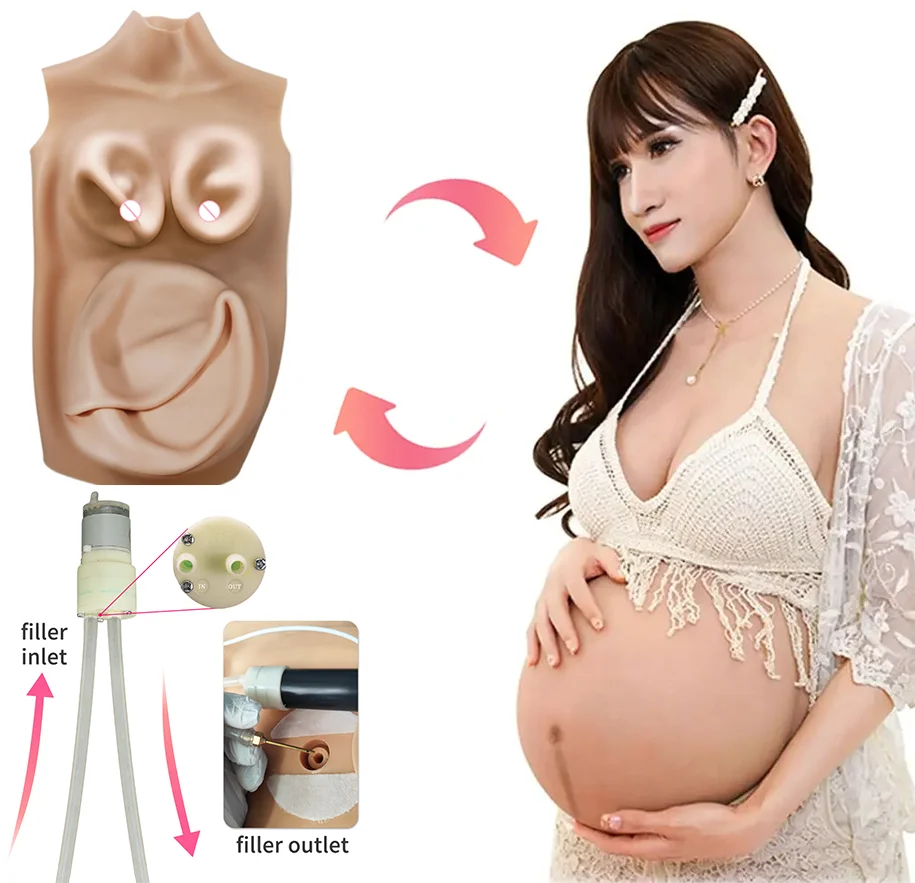 Realistic Inflatable Pregnant Belly With D Cup Boob Pregnancy Tummy Cosplay Costume Film Props Crossdressing Cosplay