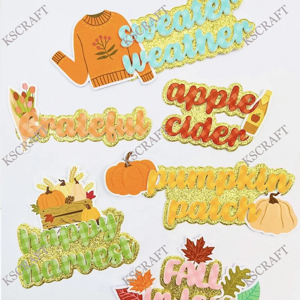KSCRAFT 2025 Fall Sentiments Cutting Dies Stencils for DIY Scrapbooking Decorative Embossing DIY Paper Cards view 2