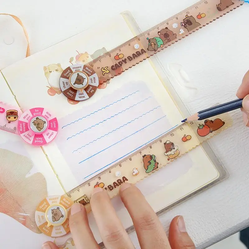 Cute Capybara-themed Plastic Straight Ruler Stationery, 1pc, Ideal for Student Prizes
