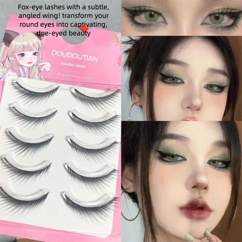 Doudou Sweet Fishing Style Ancient-style Slanting And Slanting Straight High-quality Black Stem Whole Fox-eye Eyelash Beauty