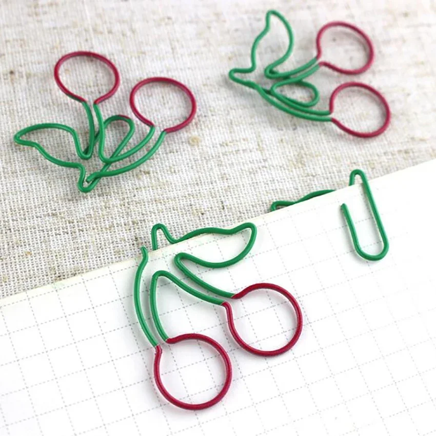 20pcs Cute Cherry Mini Binder Clips Multifunction Photos Tickets Memo Letter Paper Clip Student Bookmark Clamp Office Stationery