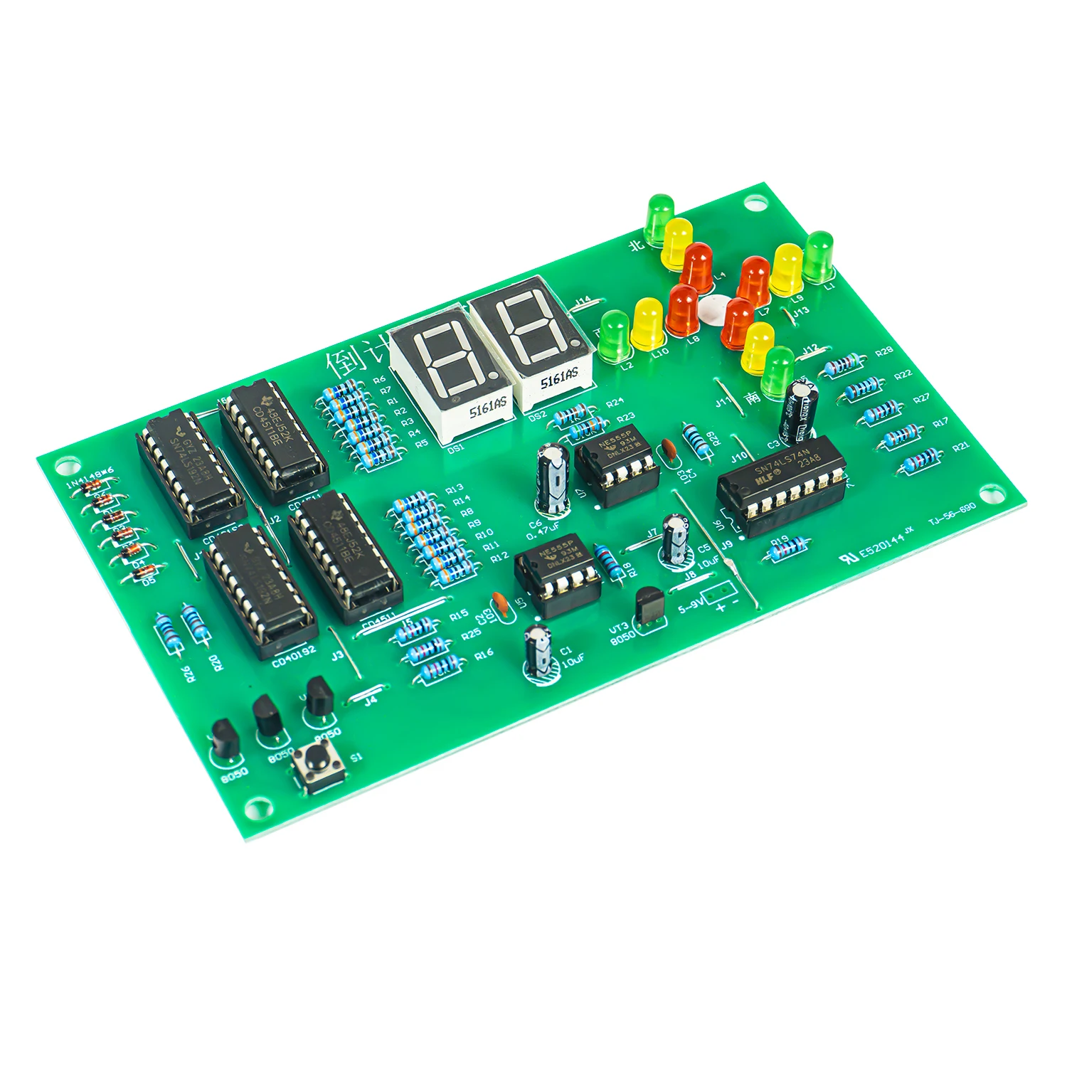 Countdown Traffic Light DIY Kit Digital Circuit Electronics Teaching Training Skills Soldering Practice Loose Parts