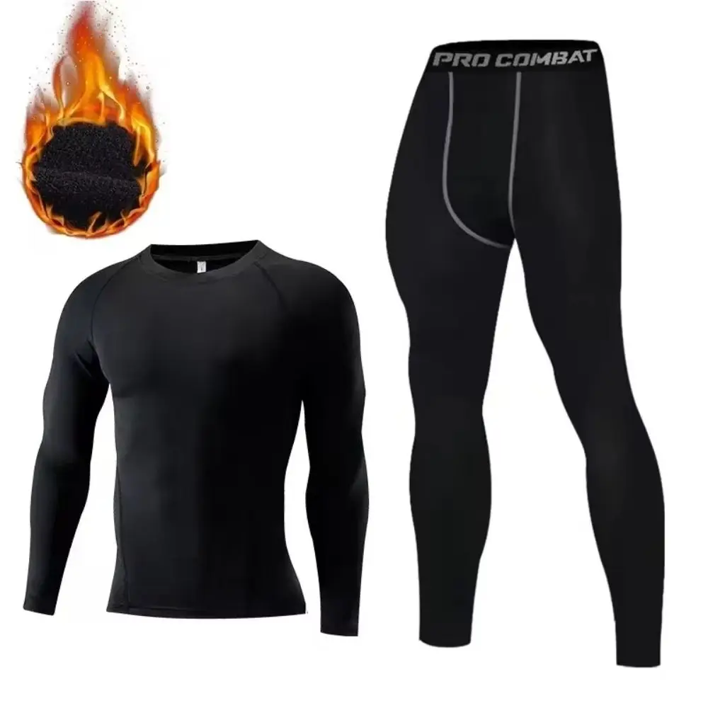 2Pcs Fleece Lined Thermal Underwear Cold Winter Weather Keep Warm Base Layer Shirts Pant Sports Long Johns