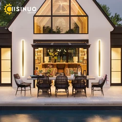 Outdoor Long Linear Wall Lamps LED Porch Light Waterproof Anti Rust 110v 265v Gray Black White Gold Color Garden Garage Fixtures