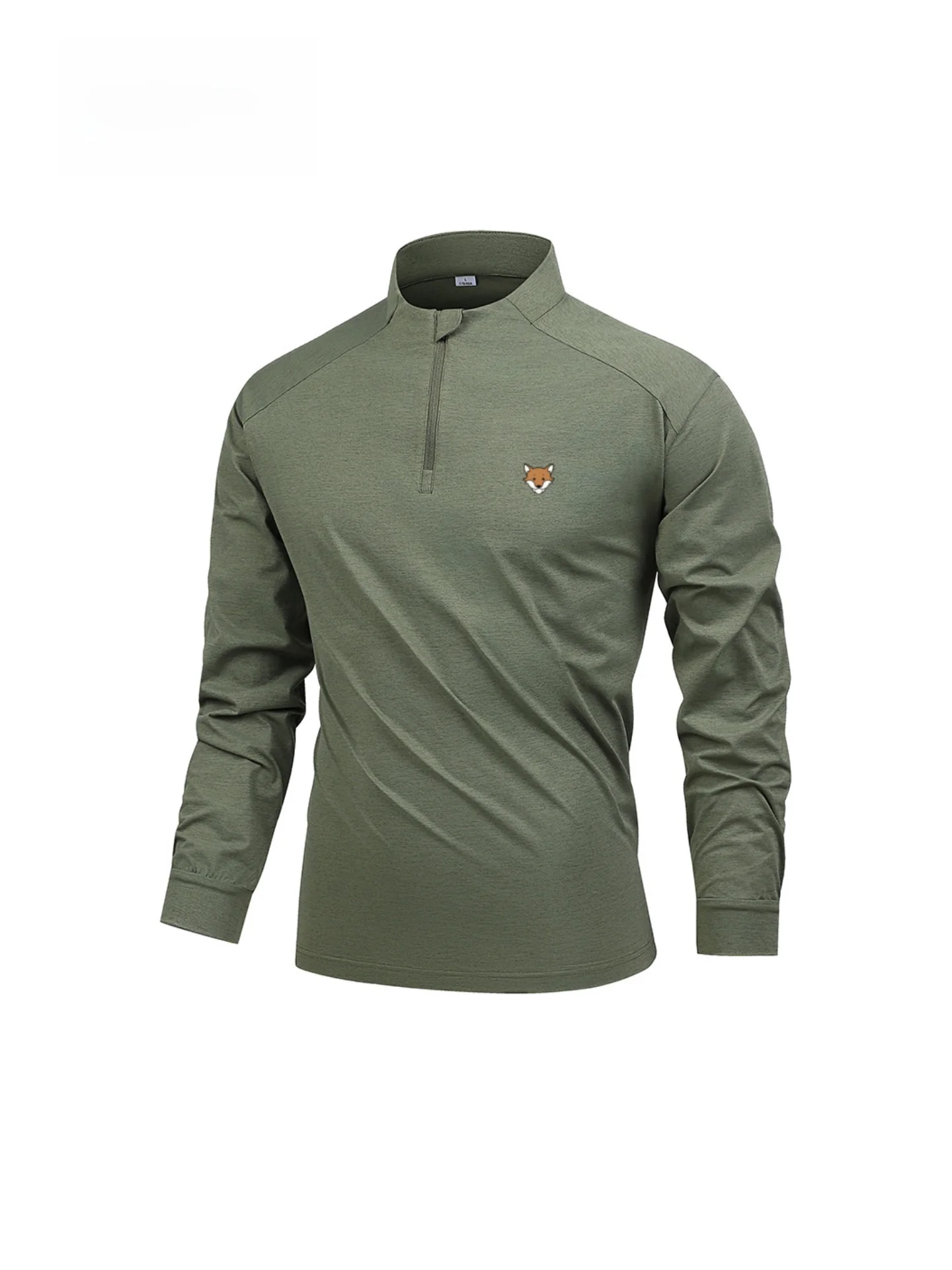 

Мужская футболка с длинным рукавом и высоким воротником на молнии, быстросохнущая, из полиэстера, для повседневной носки, молодежная, модная, стандартного кроя.