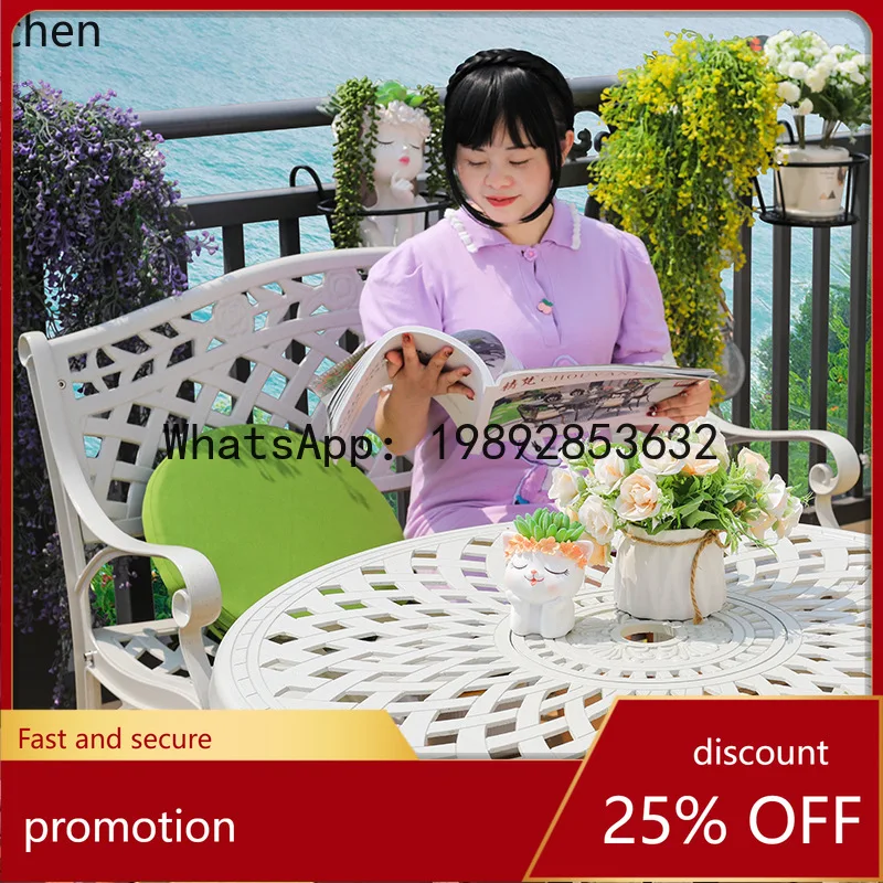

YFY Outdoor and Set Cast Aluminum Balcony Small Table and Combination Leisure Sunproof Non-Fading Outdoor and Seat
