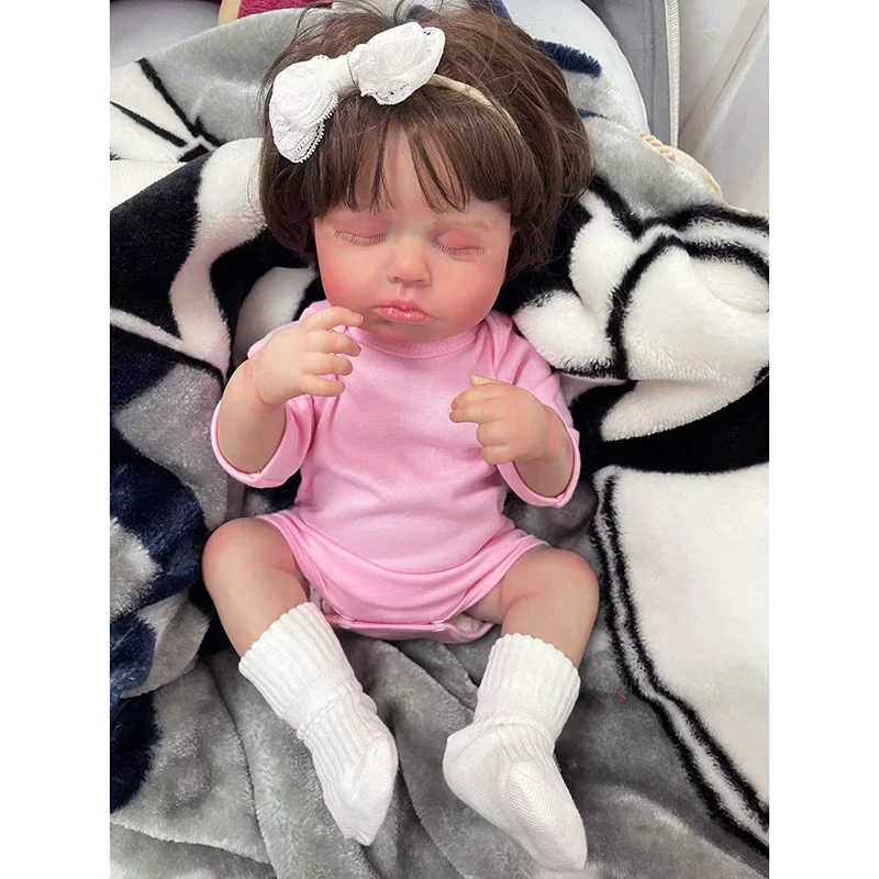 48cm Full Vinyl Body Waterproof Or Soft Cloth Body Reborn Doll Loulou 3D Skin Painted Visible Veins Lifelike Newborn Toy Gift