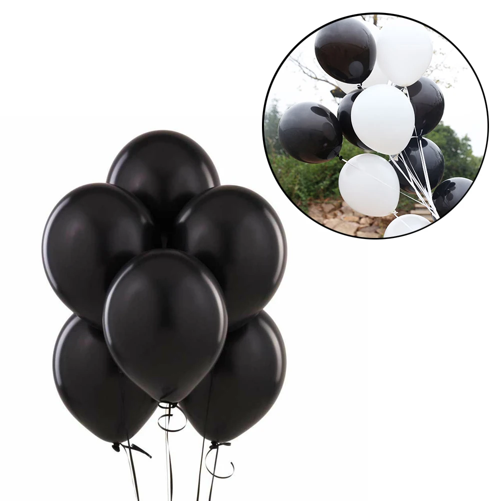 

12 Pcs 12 Inch Balloons Set Thicken Balloons Latex Balloons Wedding Birthday Party Favors with 10M Ribbon (Black)