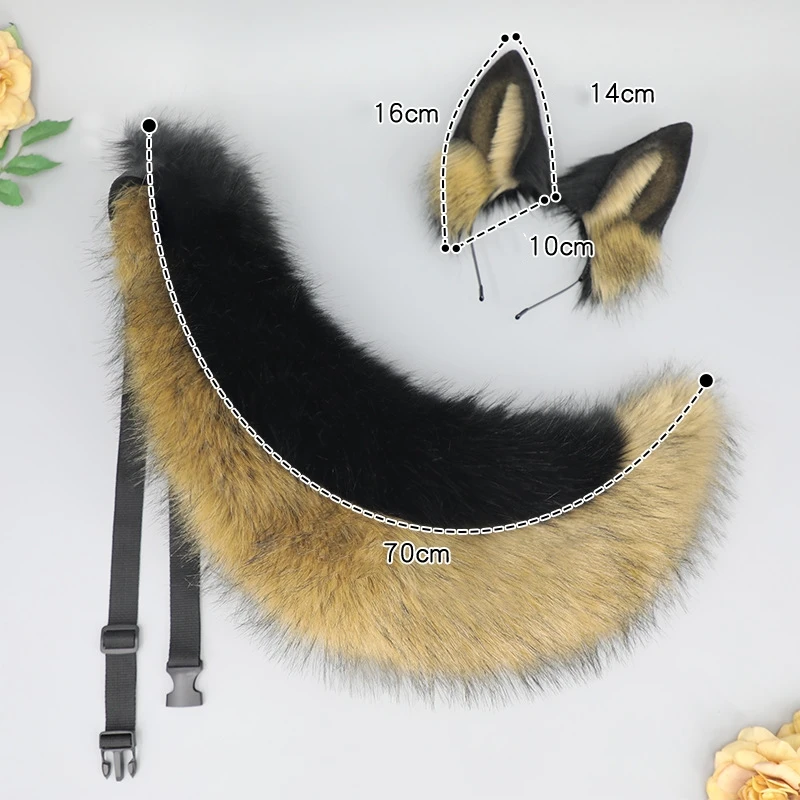 Cosplay Wolf Dog Ears HairBand Plush Puppy Ear and Tail Set Props Collar for Performance Halloween Costume Accessories Dress UP