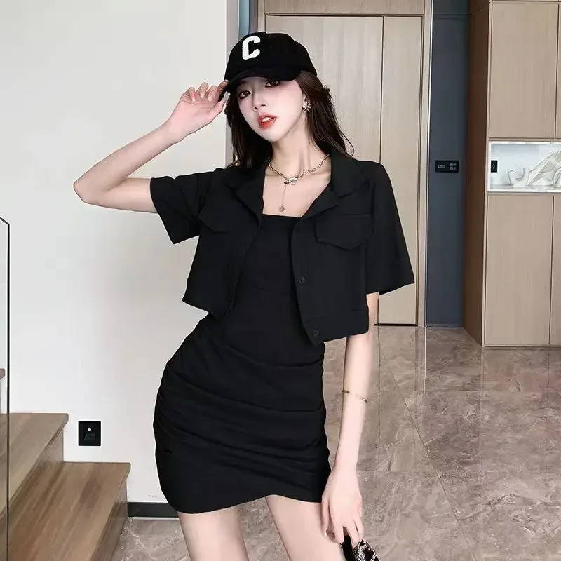 Women\'s Two Piece Set Mini Short Sleeve Female Outfits Korean Style Festival Vintage Clothing New Arrivals Korea Style Sets