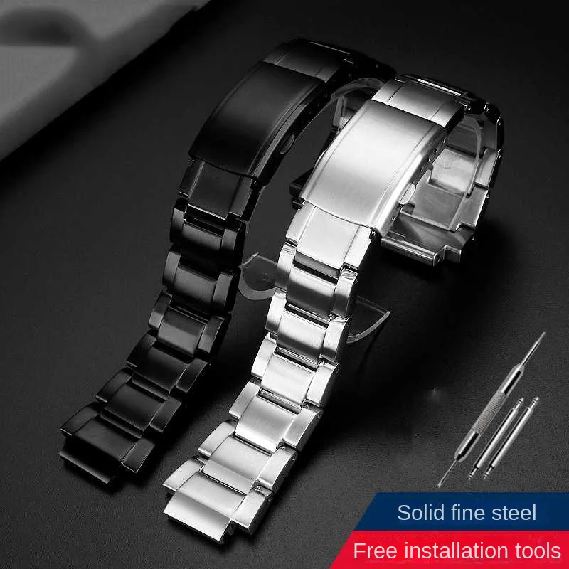 24x16m Quick release Chain For Casio G-SHOCK GST-B200 strap gstb200 stainless steel watchband Folding buckle metal Men bracelet