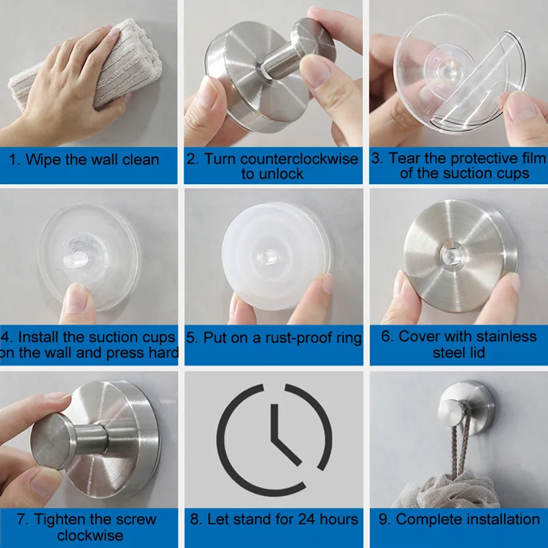Picture 6: Bathroom Wall Hook Hanger Shower Adhesive Hook For Hanging Towel Stainless Steel Vacuum Suction Cup Hooks Shower Glass Hooks