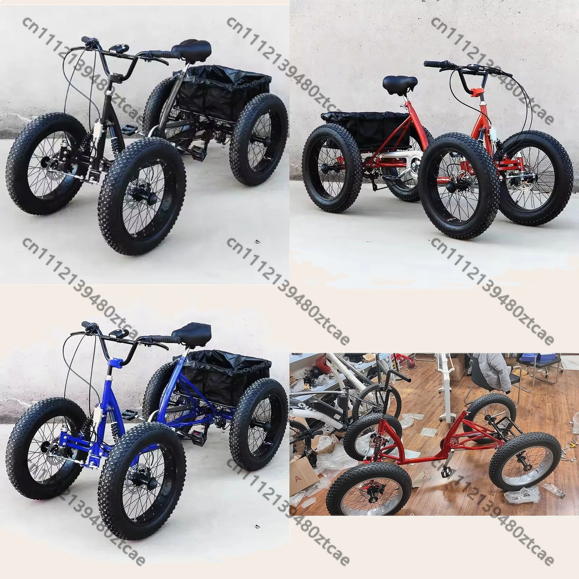 Red Black Quad Wheel Bike Large Tire Off Road Riding Bicycle