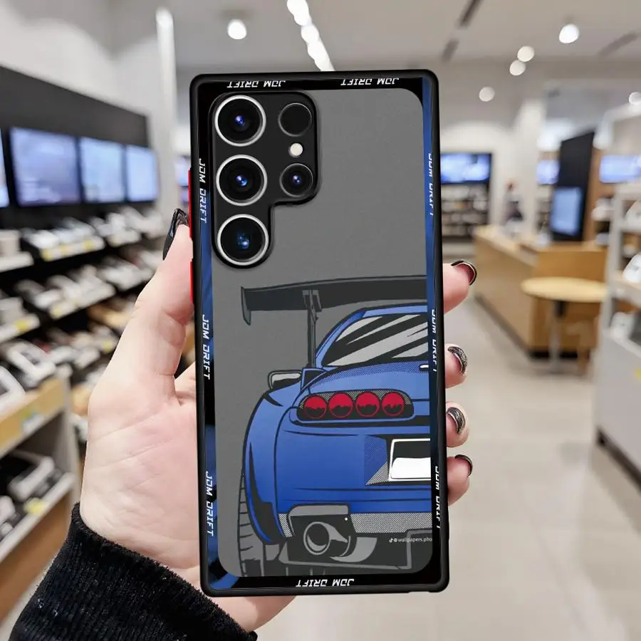 일본 JDM 드리프트 카 레드 선 소프트 커버 폰 케이스 삼성 갤럭시 S24 노트 20 10 S21 FE S25 S9 S8 S22 플러스 S23 울트라 S20용