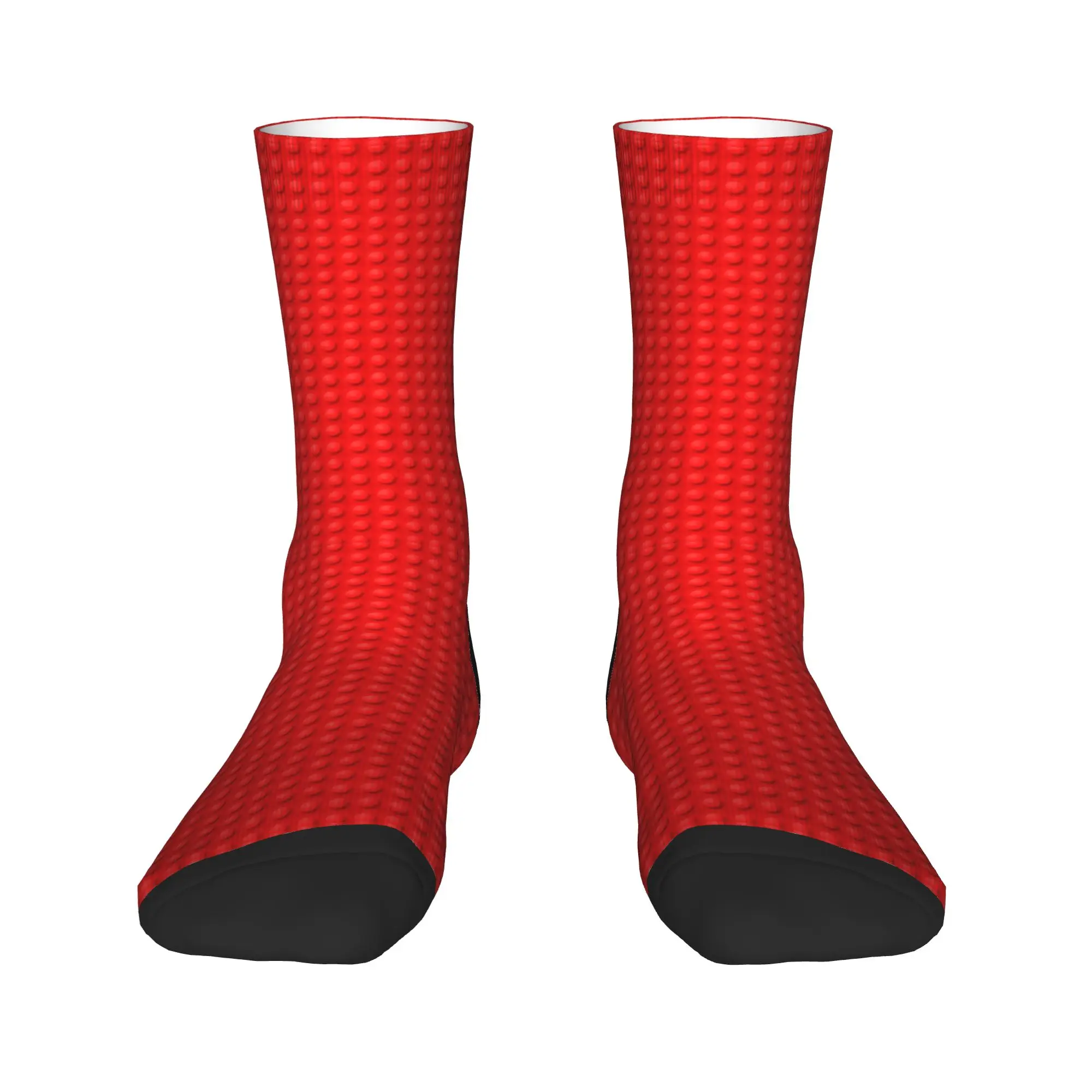 Adults Men Socks Solid Red Building Blocks Stockings Anti Skid Soft Breathable Socks Winter Fashion Design Running Sports Socks
