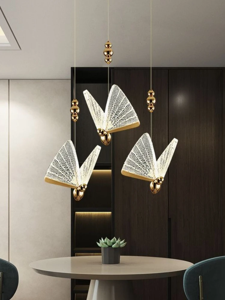 Lampa wisząca do sypialni, luksusowa lampa wisząca do salonu, nad telewizor, na ścianę za sofą, nad bar, do korytarza, długa lampa wisząca w kształcie motyla. — 2