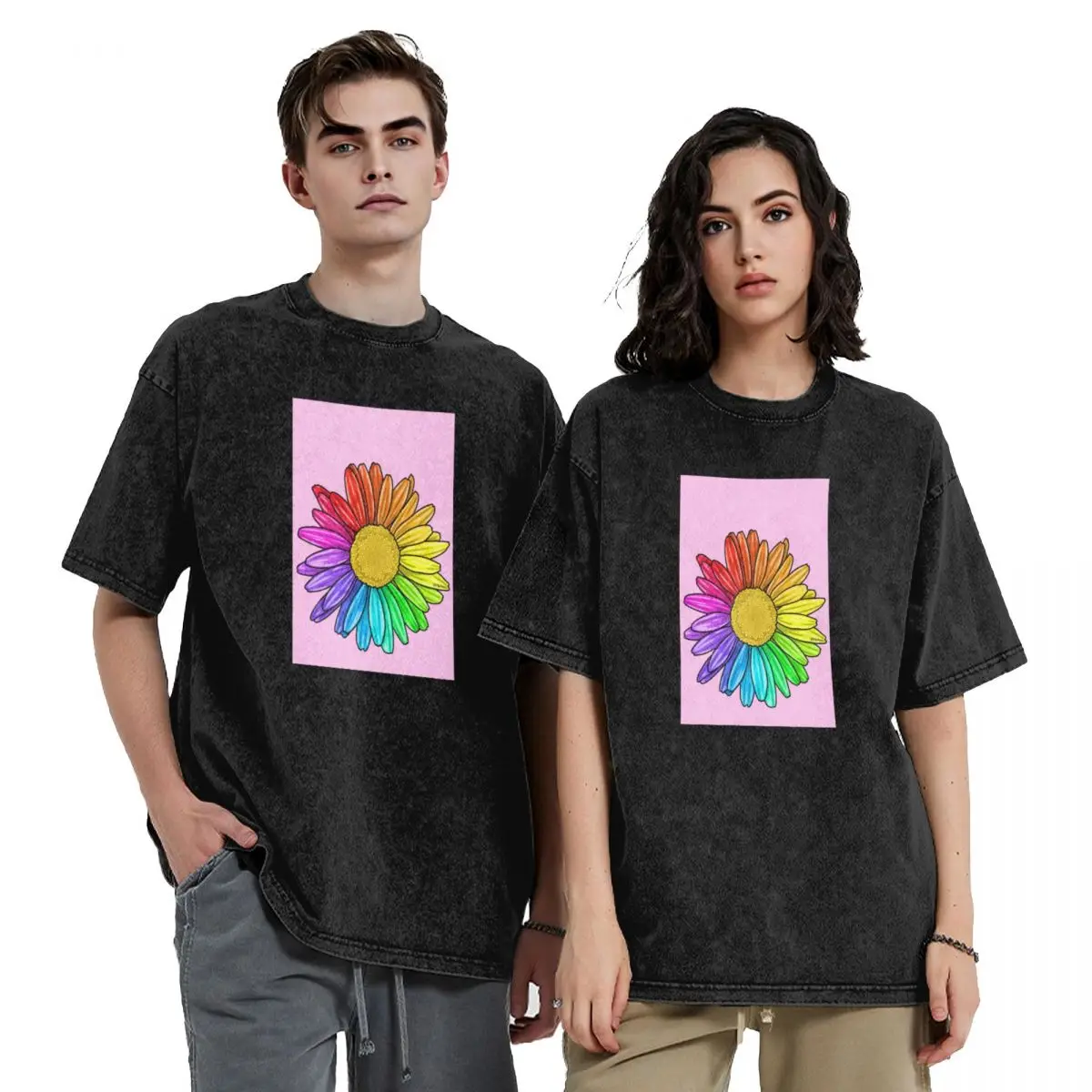 

Rainbow Daisy T-Shirt quick drying tshirts personalised custom t shirt mens t shirts top quality