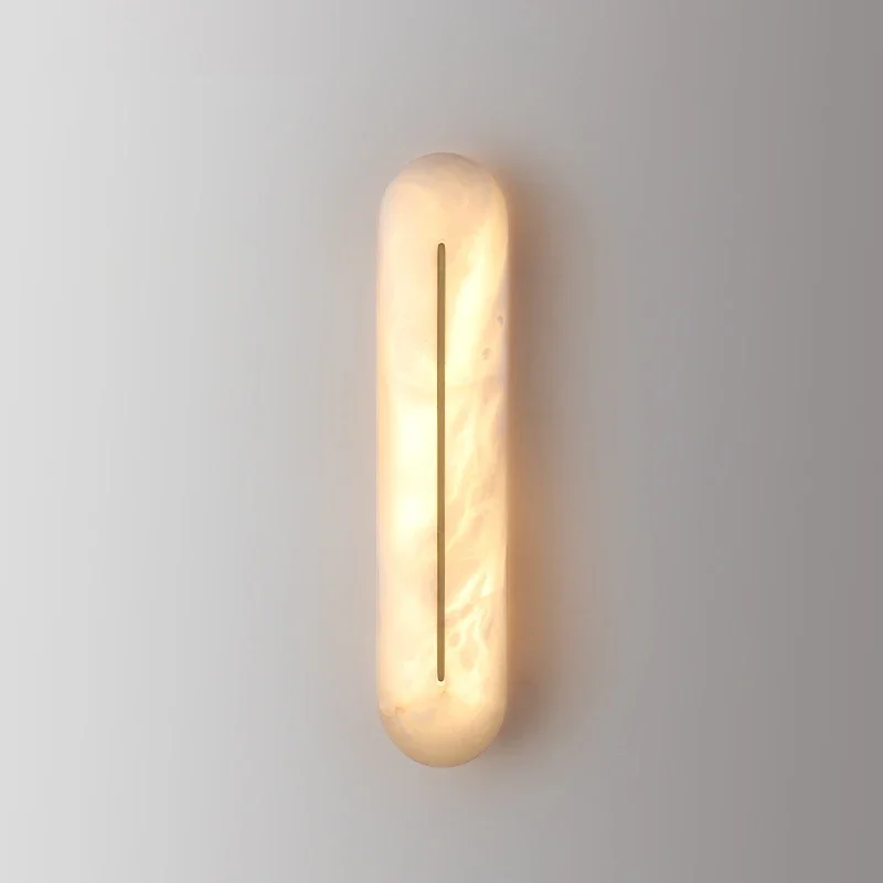 

2026 New Nordic Spanish Natural Marble Wall Lamp Dimmable Brass Luster Wall Lamp Suitable for Hallways, Living Rooms, Kitchens