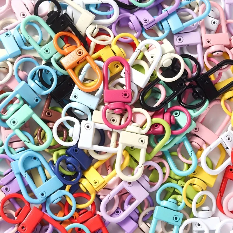 35pcs DIY Random Colorful Rotating Keychain Kit Handmade Metal Door Hanger Hook Bag Hanger Pet Rope Connecting Piece Craft Kit