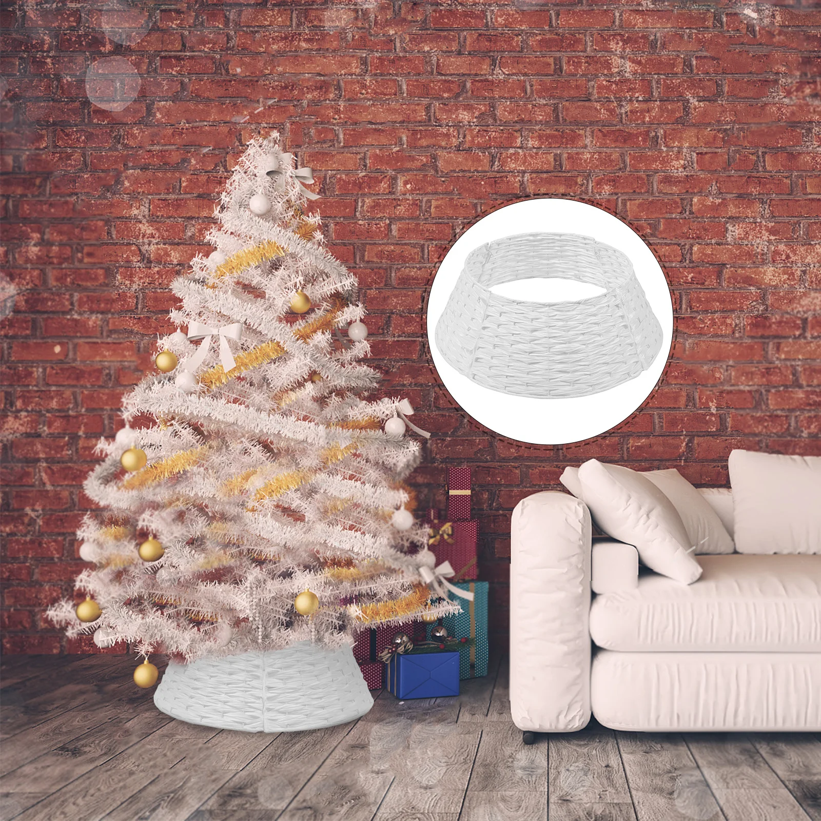 

Christmas Tree Skirt Rings Rustic Style Xmas Decorations Practical Reusable Easy Install Christmas Tree Collar