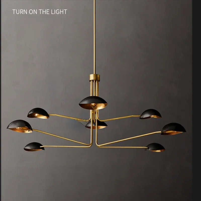 Mid century chandelier industrial metal lamp shade black and gold light Designer sputnik light dining room foyer light fixtures