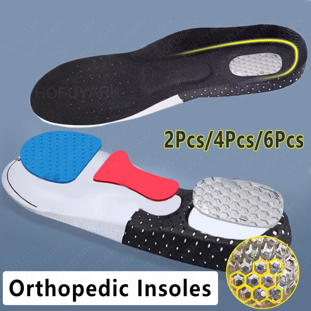 

6Pcs Orthopedic Insoles for Feet Arch Support Plantar Fasciitis Orthopedic Insole Silicone Shock Absorbing Soft Running Cushion