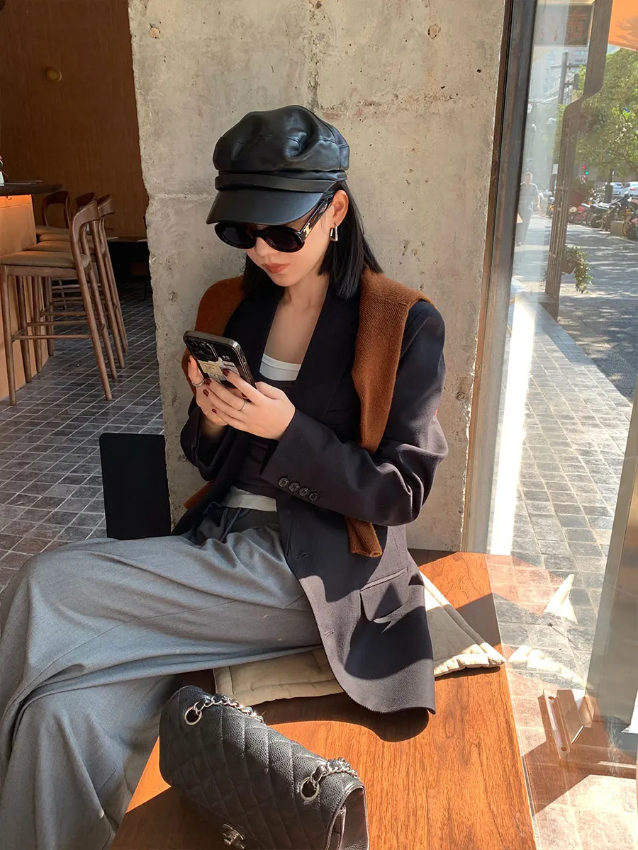 

INDEAL Модный деловой костюм из премиальной шерсти для осени: элегантный, стройнящий, струящийся, женский повседневный деловой костюм