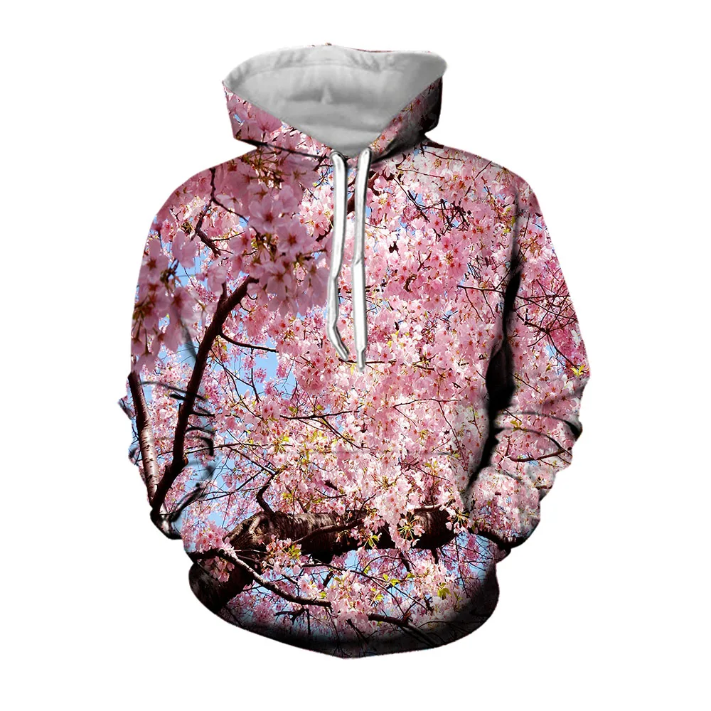 Jumeast 3D Sakura Print Hoodies For Men Flower Pattern Spring And Autumn Length Sleeve Casual Hoodie Streetwear High Quality Top