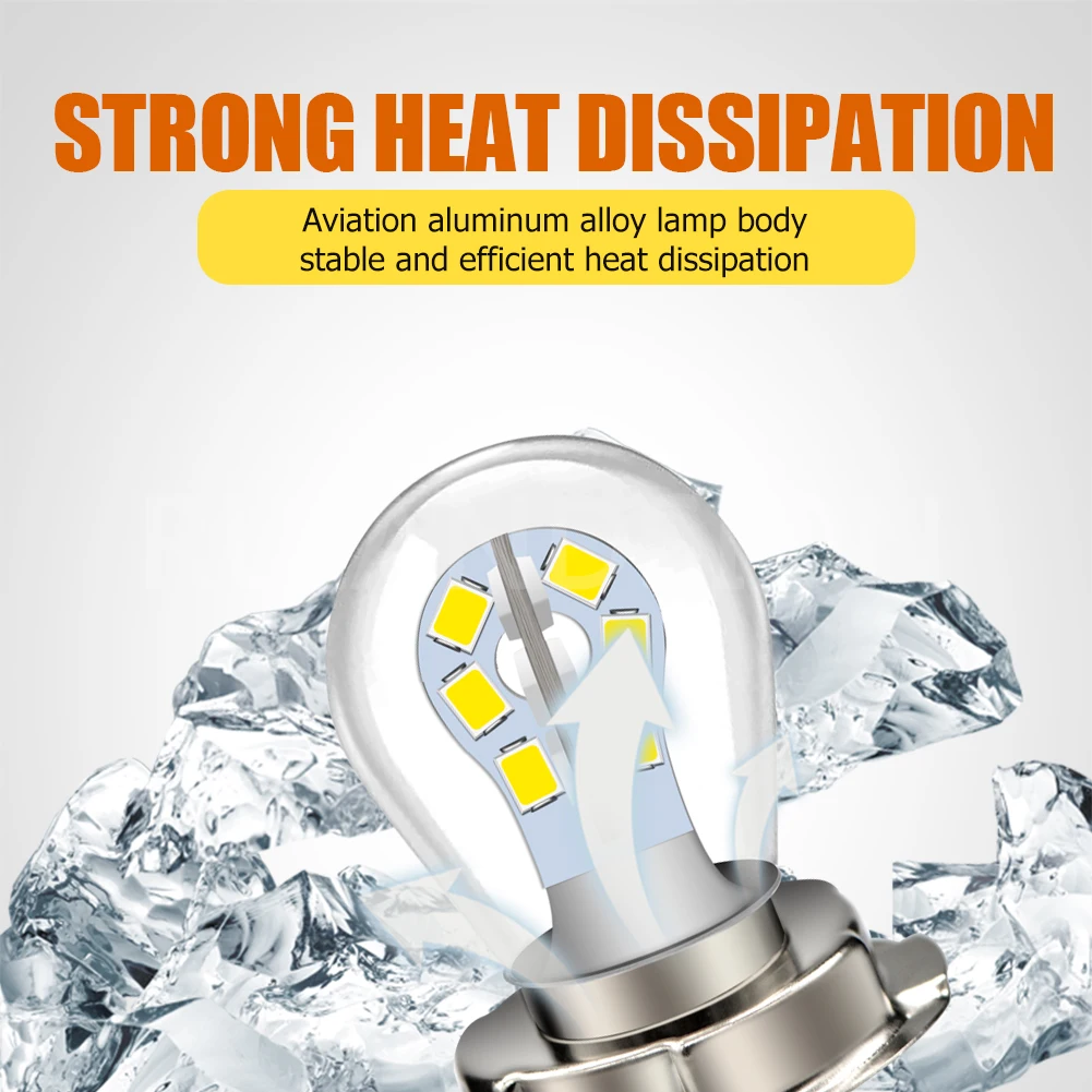 Two Pieces 6v LED Moto Bulb Motorcycle 6000k Headlight Motorbike Scooter Headlamp Fog Light Warm White - Image 3
